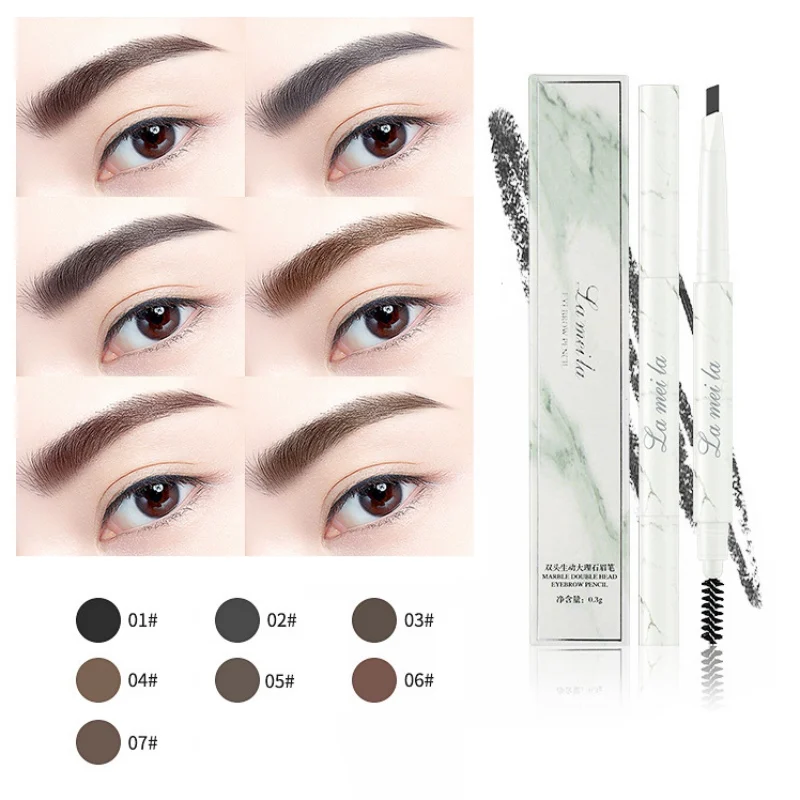 7 Color OptionalNatural Long-Lasting Makeup Double-Headed Marble Eyebrow Pencil Waterproof | Красота и здоровье