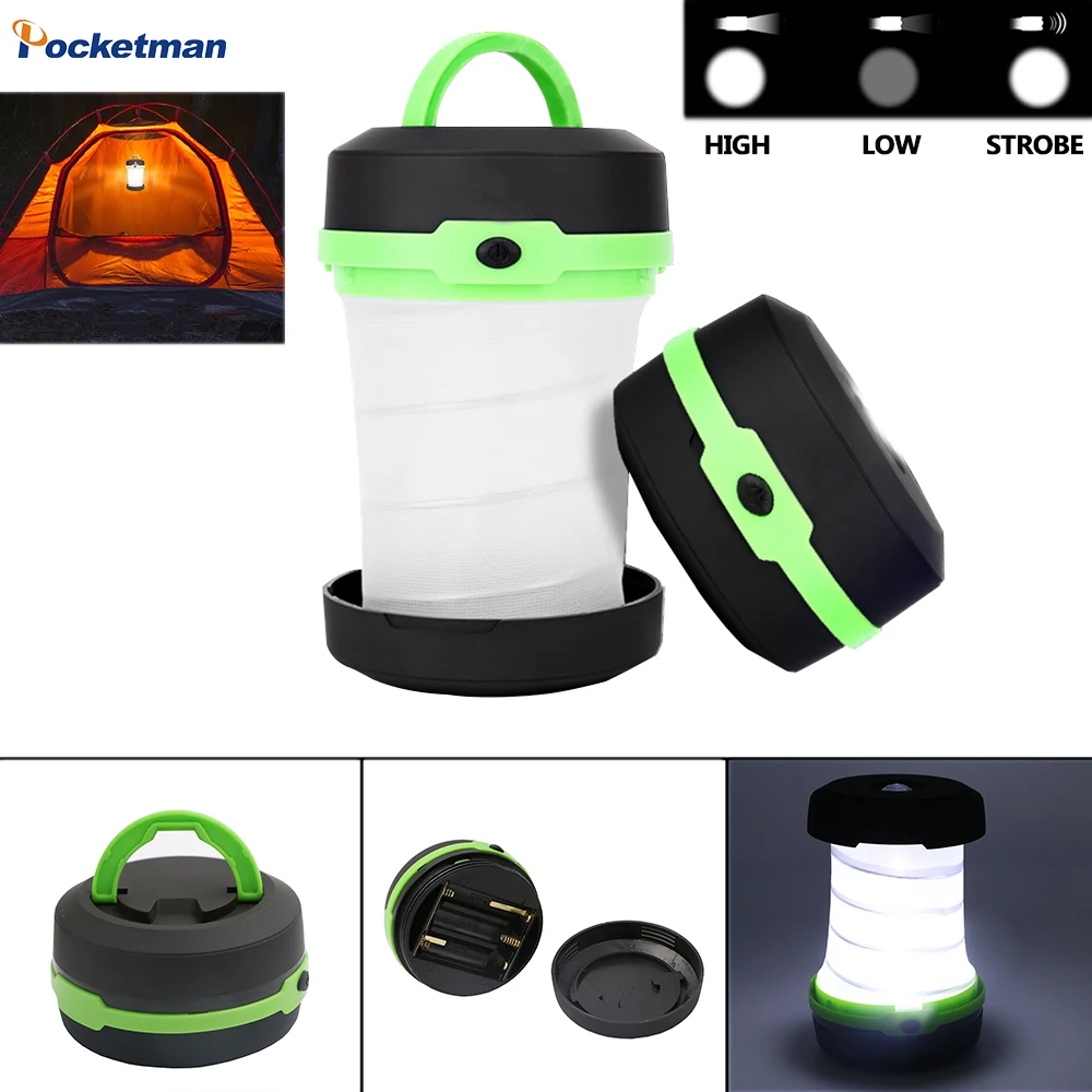 

Portable Camping Light Tent Light Multifunction Retractable Camping Lamp Lantern LED Flashlight Pocket Torch AA Battery Outdoor