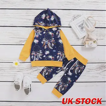 

Newborn Baby Girls Boys Hooded Tops Pants Autumn Clothes Outfits Sets Tracksuits