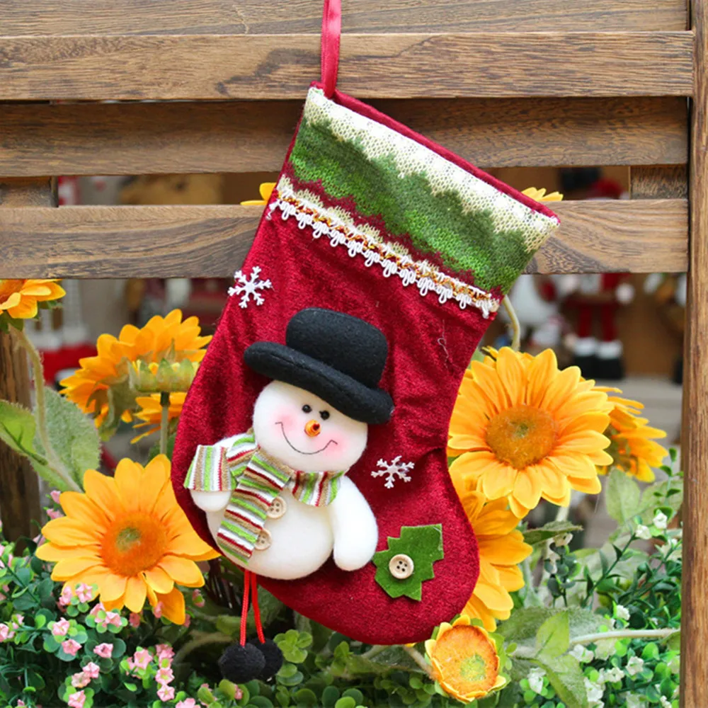 Новинка года; рождественские чулки; рождественские сапоги Санта-Клауса; рождественские подарочные сумки; рождественские подвесные чулки и вечерние чулки для камина - Цвет: 36199-Snowman