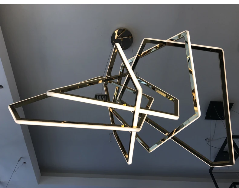 Глянцевый Золотой светодиодный подвесной светильник для столовой гостиной акриловый треугольный подвесной светильник Люстра Потолочный подвесной светильник