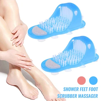 

Plastic Bath Shoe Foot Scrubber Shower Brush Bath Massager Scrub Slippers for Feet Bathroom Foot Care Silicone Bath Scrubber