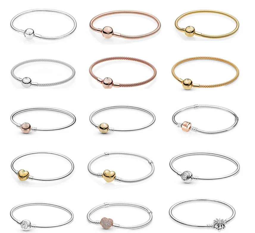 

Rose gold wire net Bracelet classic clasp set heart bracelet basic chain S925 Lion King series Bracelet