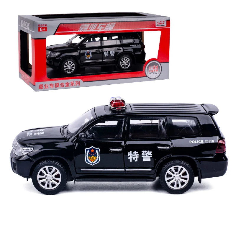 Литье под давлением 1:24 Высокая симуляция Toyota Land Cruiser поликс автомобиль сплав модель автомобиля игрушка для детей Подарки колеса могут быть повернуты - Цвет: Black send box