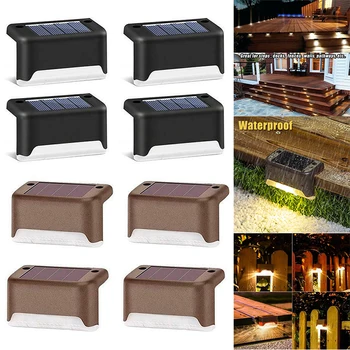 

4pcs Outdoor Induction Lighting Cold White Solar Powered LED Fence Wall Light Outdoor Garden Patio Stair Lamp
