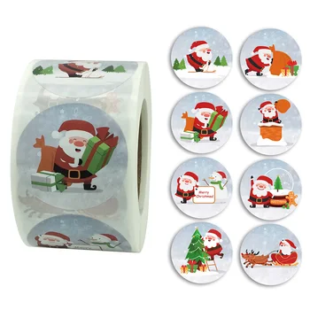 

1roll 1.5inch Festival Gift Seal Labels Party Multifunction Round Copper Sheet Printed Christmas Decoration Sticker Home Holiday