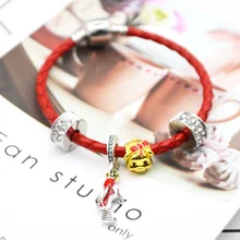 Фортуна кои красная веревка кожаный шнур браслет набор подарок на год свинка детский браслет