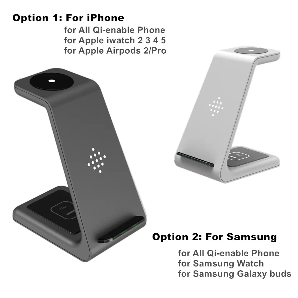 QI 10 Вт Быстрая зарядка 3 в 1 беспроводная зарядная станция для iPhone 11 Samsung Apple Watch 5 4
