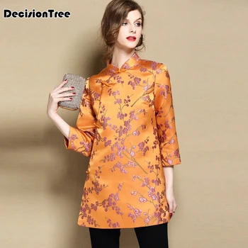 

2020 tang cheongsam style top blouse long for women traditional chinese women's blouse folk style tang suit cheongsam tops