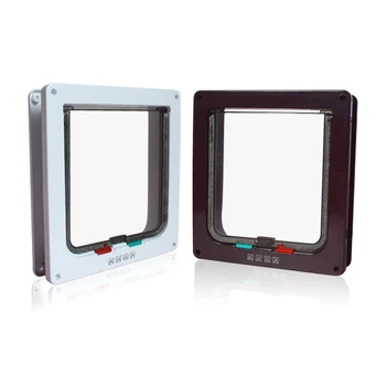 

4 Way Lockable Dog Cat Kitten Door Security Flap Door ABS Plastic S/M/L Animal Small Pet Cat Dog Gate Door Pet Supplies