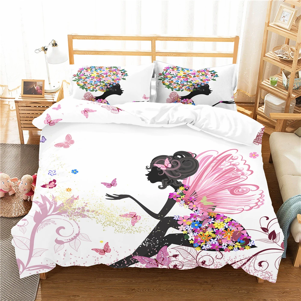ベッドルーム用掛け布団 家のテキスタイル 妖精のプリント 枕カバー付き 女の子用のサイズ 寝具セット Aliexpress