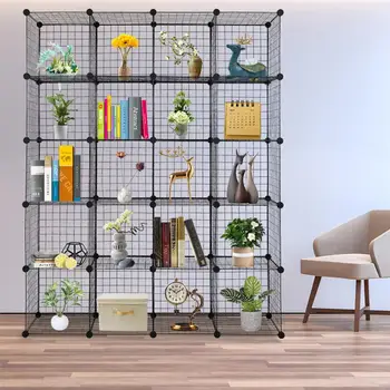 

1 Set 20-Cube Organizer Cube Storage Shelves Wire Cube Storage Origami Shelves Metal Grid Shelving Unit Modular Bookcase