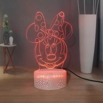 

Cartoon Minnie 3D Night Light USB Remote Control Bedroom Desk Lamp Acrylic Bedside Lamp 7 Colors LED Table Lamp Cute Kids Gift