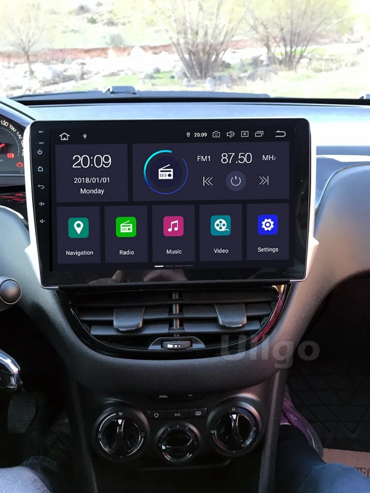 Android 9.0 Car Head Unit for Peugeot 2008 208 Autoradio GPS 1 din Car Radio GPS in Dash GPS with BT RDS WIFI Mirror-link