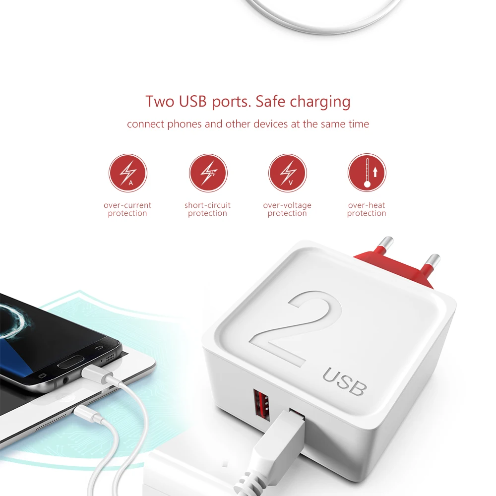 CBAOOO Европейская USB зарядка для iphone зарядное устройство двойной USB 5 В 2.4A Быстрая зарядка настенное зарядное устройство для iphone samsung Xiaomi Max Charge