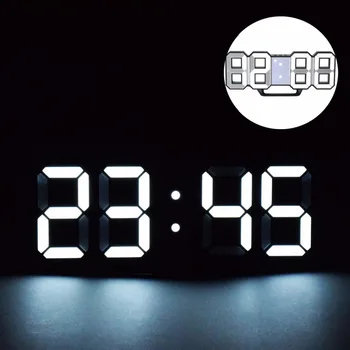 

LED Digital Alarm Clocks Big Digit 3D Wall Clock 8 Shape Electronic Table Watch Shelf Nixie clock Horloge mural on the wall home