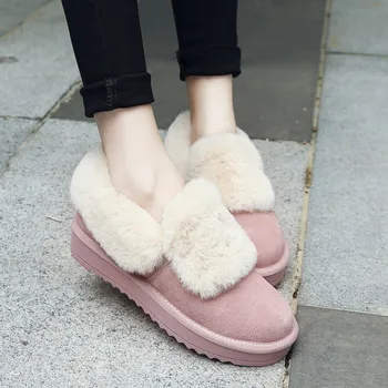 

SWYIVY 2019 Snow Boots Women Flats Genuine Leather Real Fur Warm Women Winter Boots Casual Shoes Slip On Ankle Boots For Women