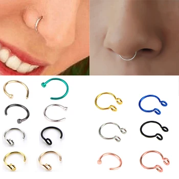 

C Shaped Fake Nose Ring Hoop Septum Rings Lip Studs None-Piercing Body Stainless-Steel Jewelry