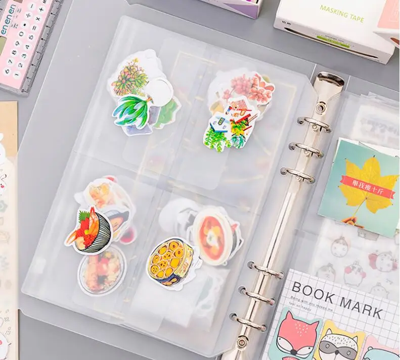 Loose Leaf PVC Storage Bag Sticker Ticket Card Organizer Bag with Flap A5 A6 Spiral Notebook Diary Coil Ring Binder Filler Loose Leaf PVC Storage Bag Sticker Ticket Card Organizer Bag with Flap A5 A6 Spiral Notebook Diary Coil Ring Binder Filler
