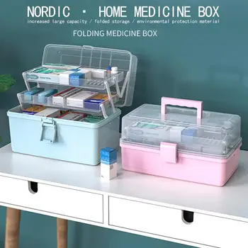 

Portable Plastic Multi-layer Large Capacity Household Medicine Box Cosmetics Medicine Case Drug First Aid Kit Storage Box