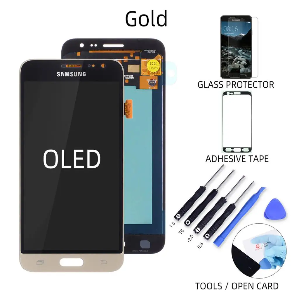 OLED Gold AMOLED Дисплей для SAMSUNG J3 J320 LCD в сборе с тачскрином 5.0'' черный белый золотой - Цвет: OLED Gold