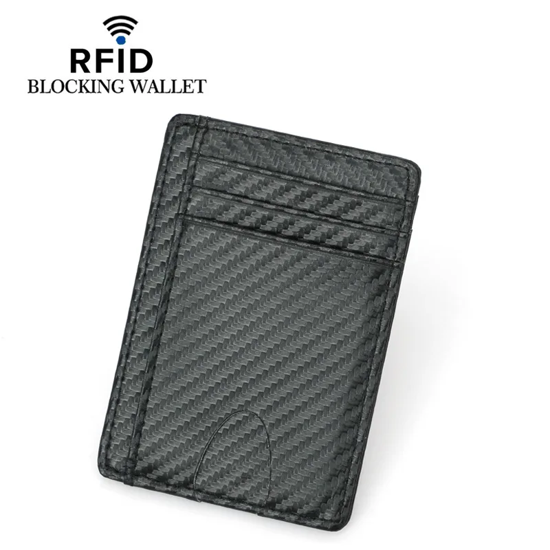 Тонкий минималистичный передний карман RFID Блокировка кожаные кошельки для мужчин и женщин