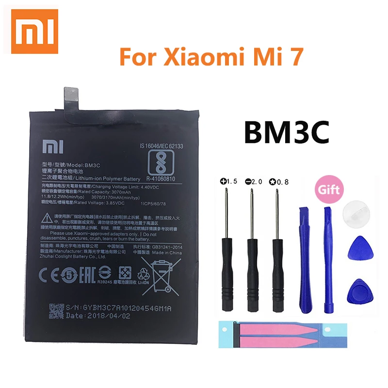 

Original Xiao Mi BM3C Replacement Battery For Xiaomi 7 MI7 Xiaomi7 Authentic Phone Batteries 3170mAh