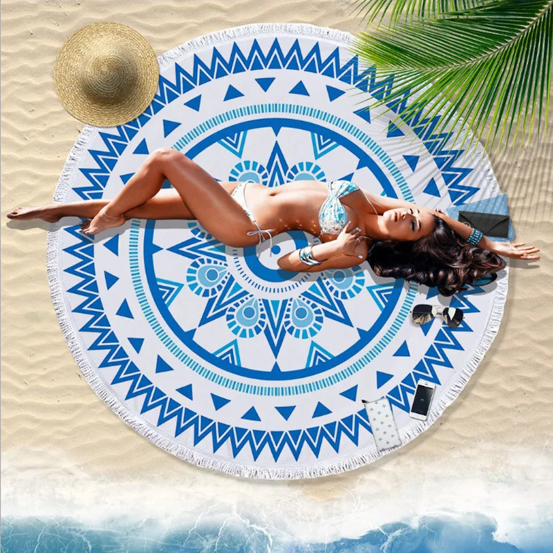 

Superfine Fibre Bohemian Geometry Decorative Pattern Ultra Large Circle Tassels Edge Beach Towel Yoga Mat