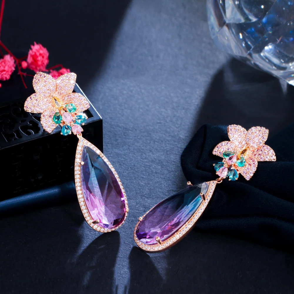 Cwwzircon Jewelry Earring | Pink Luxury Crystal Earrings