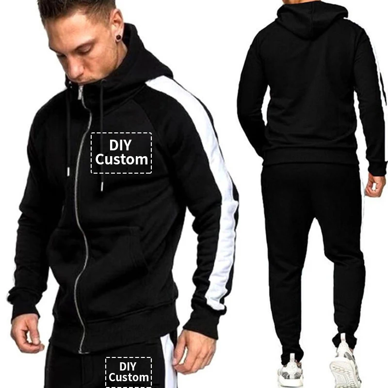 Autumn Winter Design Logo Men Sets Simple Custom Graphic Casual Tracksuit Fashion Diy Print Sports Fitness Mens Clothing