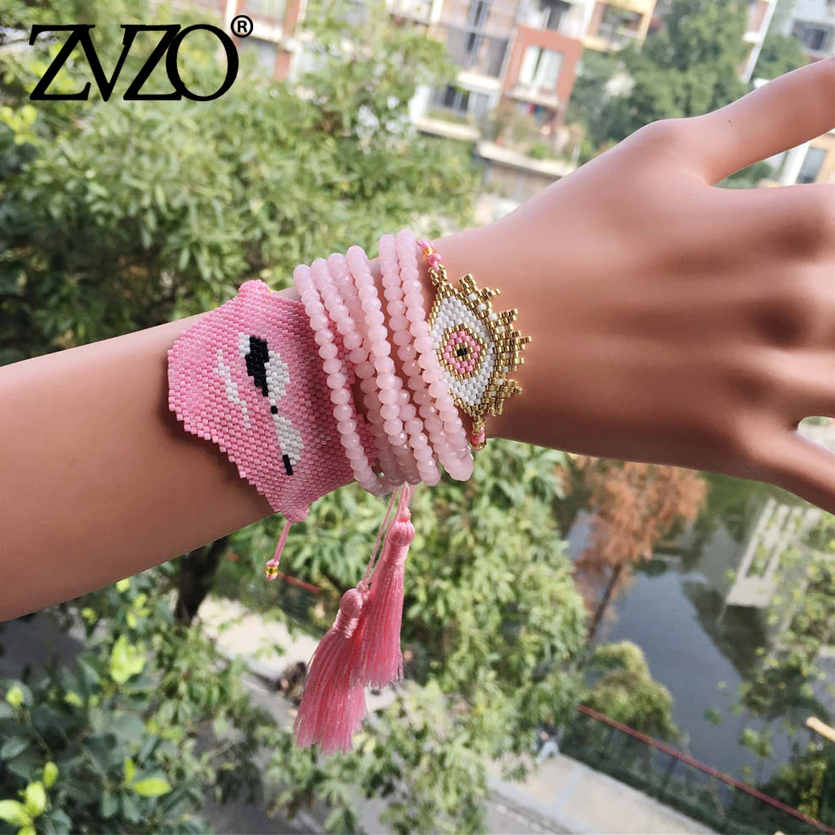 ZVZO MIYUKI браслет ювелирные изделия розовый браслет evil eye сексуальные губы Турецкий Дурной глаз Pulseras Bileklik для женщин Delica бисера подарок