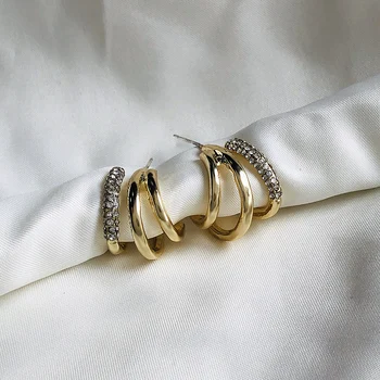 

AENSOA Fashion 2020 Hoop Chunky Gold Silver Color Small Hoop Earrings For Women Street Style Punk Metal C Shape Circle Earrings