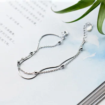 

Double Round Beads Snake Bone Chain Bracelets & Bangles 925 Sterling Silver Charm Bracelets for Women Wedding Jewelry