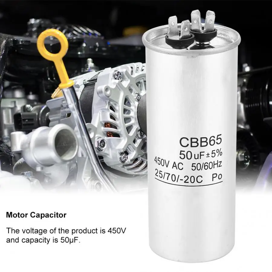 

CBB65 Motor run Capacitor 450V 50UF Starting Motor Homopolar Electrolytic Capacitor for Air Conditioning