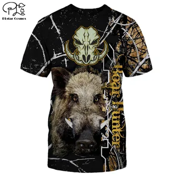 

PLstar Cosmos Boar Hunting 3D Printed Men for women t shirt Harajuku summer Short sleeve shirt Casual T-shirt top style-1
