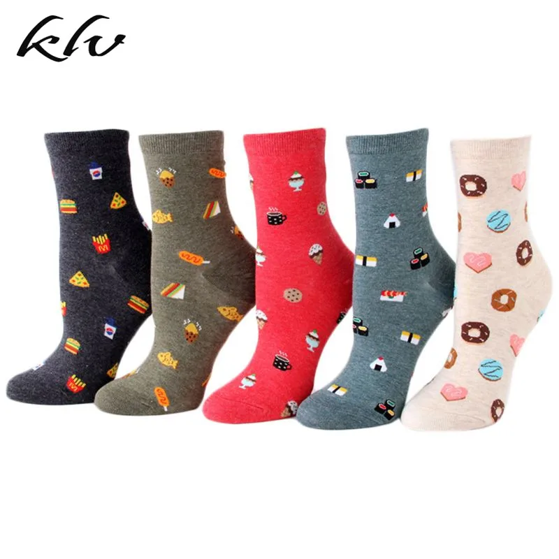 5 пар корейских женских Хлопковых Носков Харадзюку, носки для торта, суши, гамбургера, сэндвича, забавная еда, Мультяшные носки для скейтборда, чулочно-носочные изделия