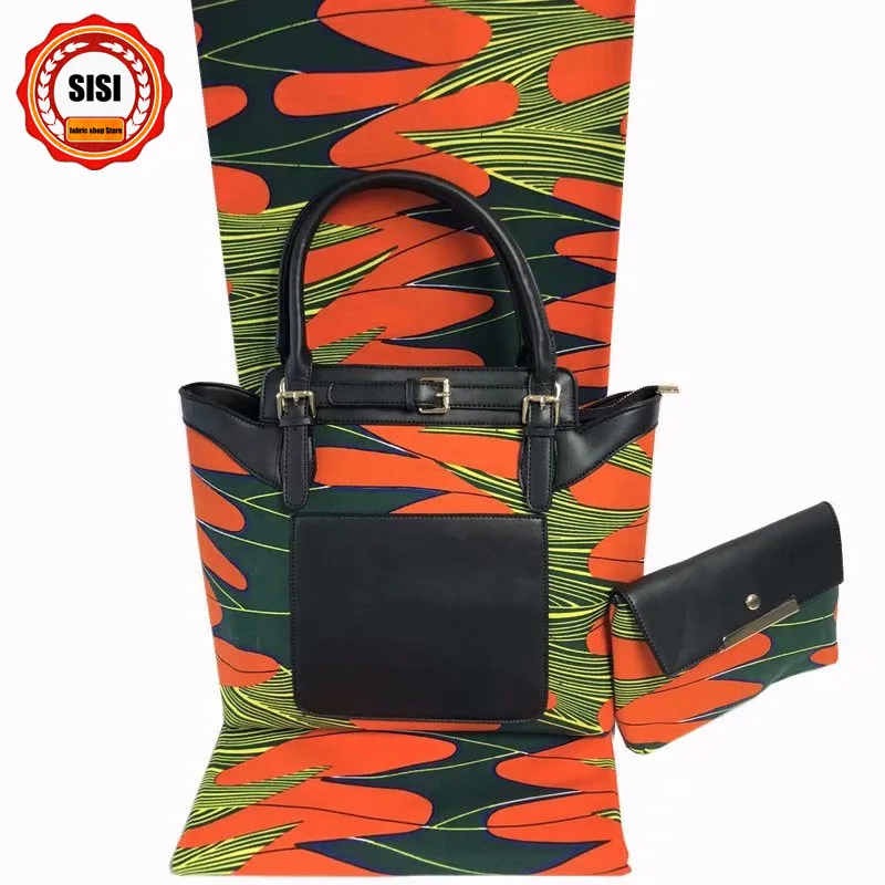 SISI Новое поступление африканская восковая Сумочка, африканская печать сумка с настоящая вощеная ткань Анкара 6 ярдов хлопок для шитья