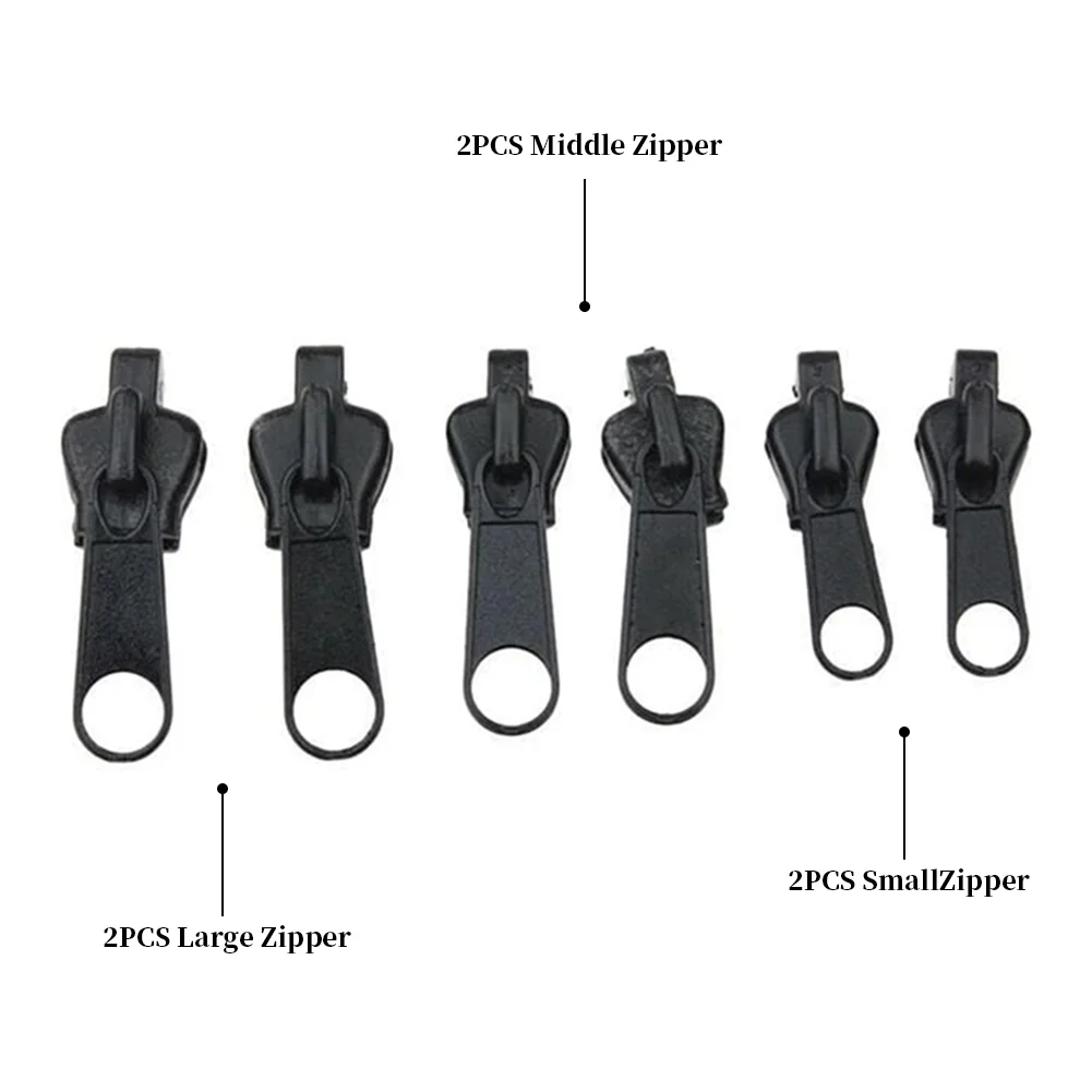 6PCS Zipper Repair Kit Universal Zipper Fixer With Metal Slide Fix Any Zippers Instantly 3 Sizes For 3# 5# And 7# Zippers