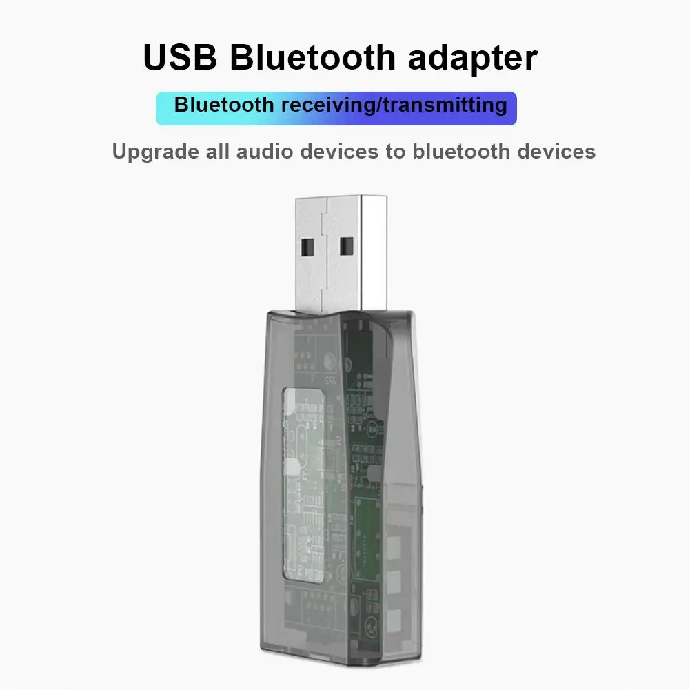 Прозрачный Универсальный USB Bluetooth передатчик и приемник 2-в-1 Bluetooth 5,0 ТВ компьютер Беспроводной аудио Bluetooth адаптер