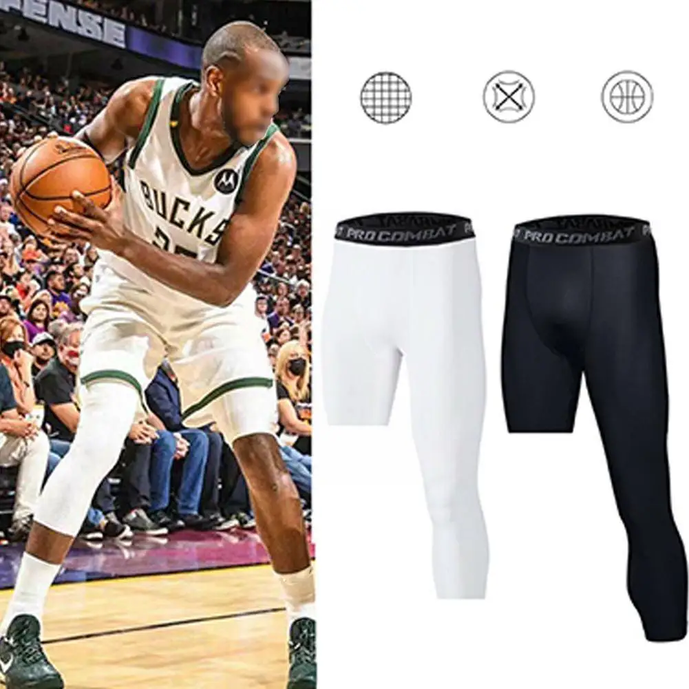 Men One Leg Compression 3/4 Capri 