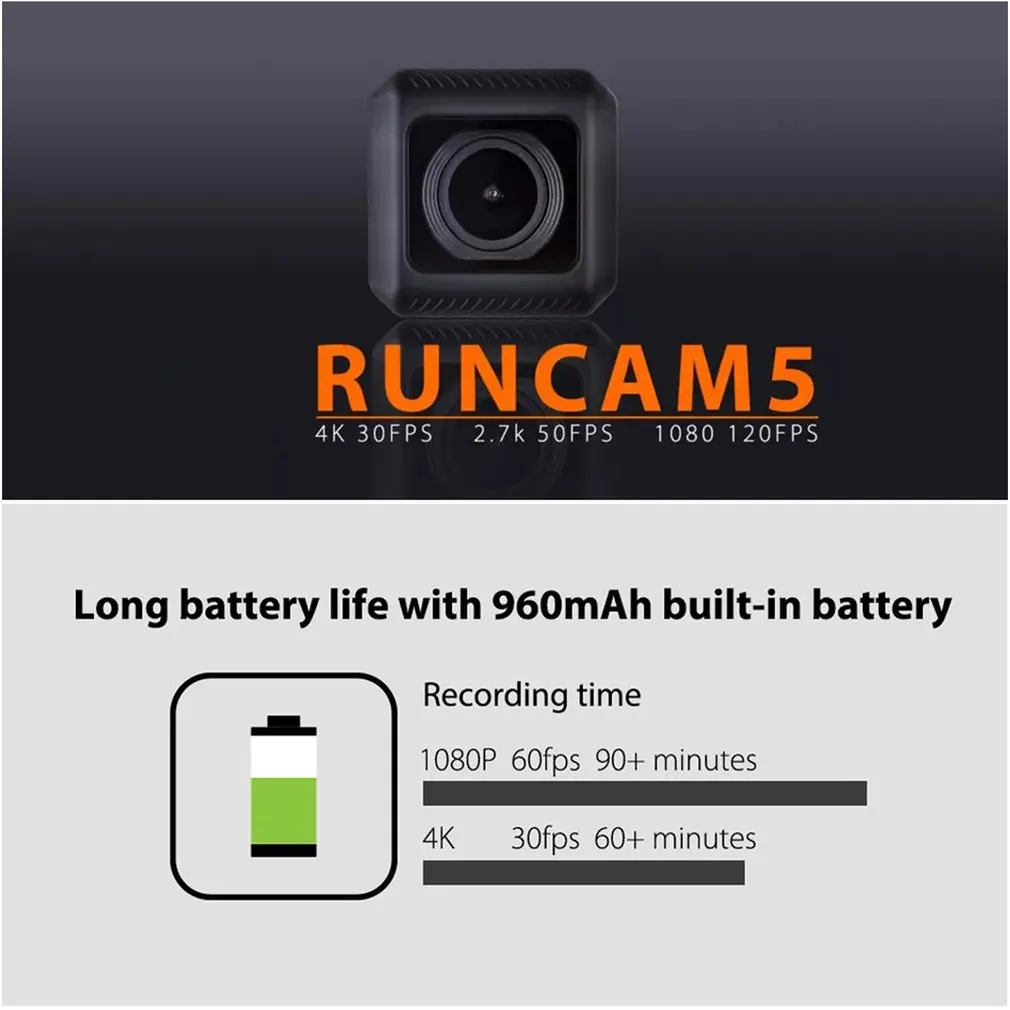 RunCam 5 12MP 4K Cam HD Запись 145 градусов NTSC/PAL 16:9/4:3 переключаемая FPV Экшн-камера для радиоуправляемого гоночного дрона