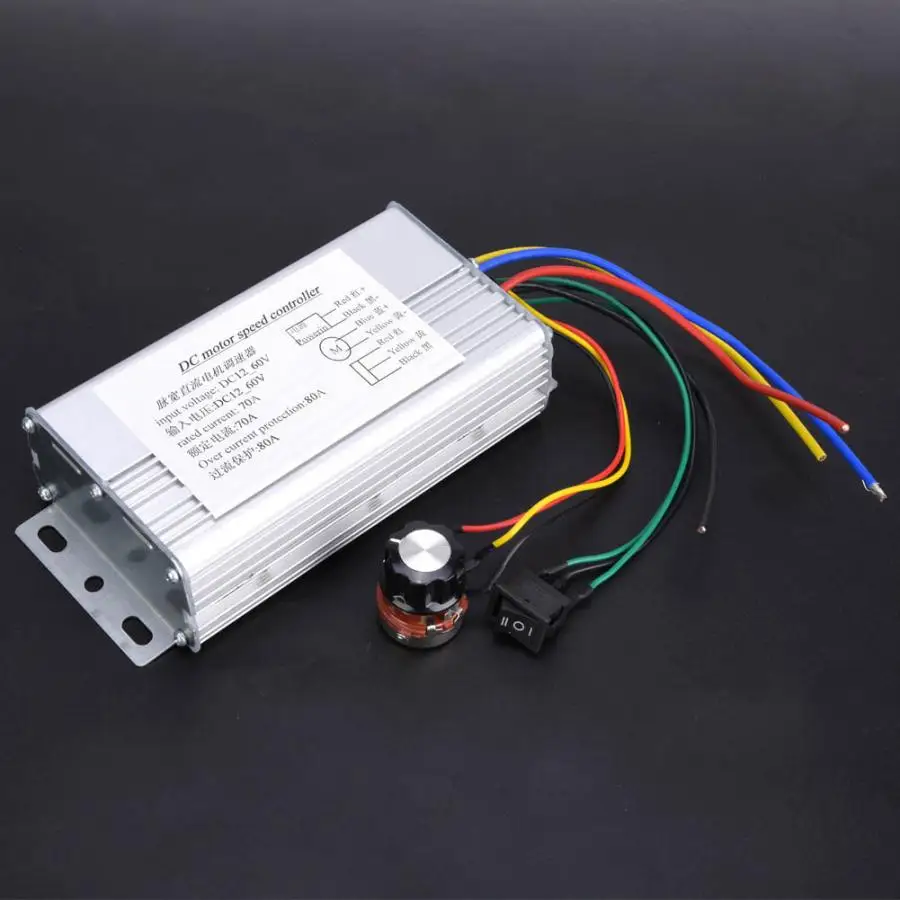 12 V-60 V 70A PWM контроллер двигателя постоянного тока Реверсивный передний/Обратный вращение деталей двигателя