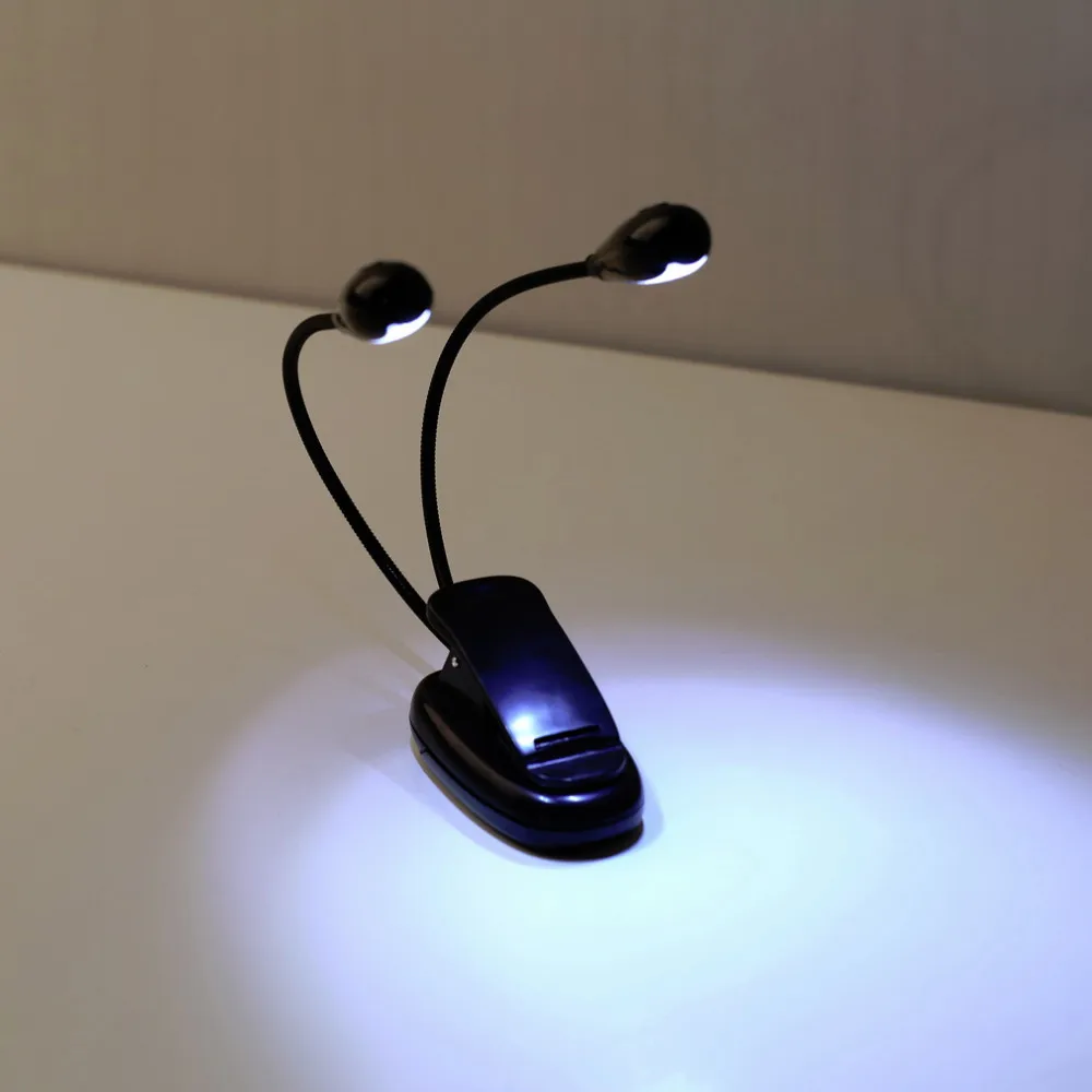 Clip-on Book Lights table Lamp desk Light USB 2 Dual Flexible Arms 4 LED for Piano Music Stand Dropshipping black