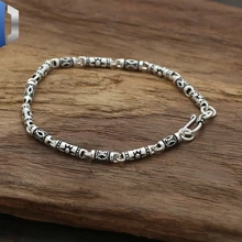 S925 Стерлинговое серебро ювелирные изделия звезда для мужчин и женщин тайский серебряный резной трубчатый браслет из бамбука