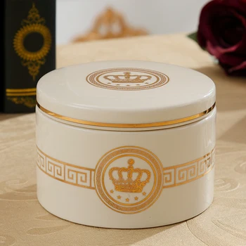

Cotton Swab Box Ceramic Candy Jar Coffee Tea Sugar Bowl Storage Can Nut Sundry Case Desktop Storage Boxes