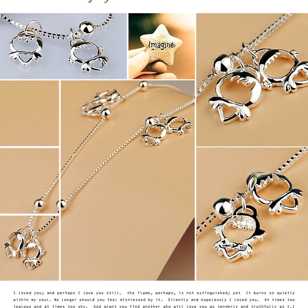 Женский ножной браслет из серебра 925 пробы|anklets women|jewelry zipperanklet jewelry |