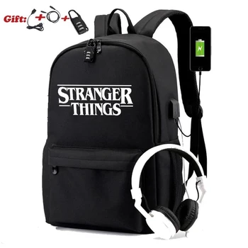 

Stranger Things Teenage Backpack for Boys Girls Luminous School Bag USB charging Anti-theft and Waterproof backpack for school