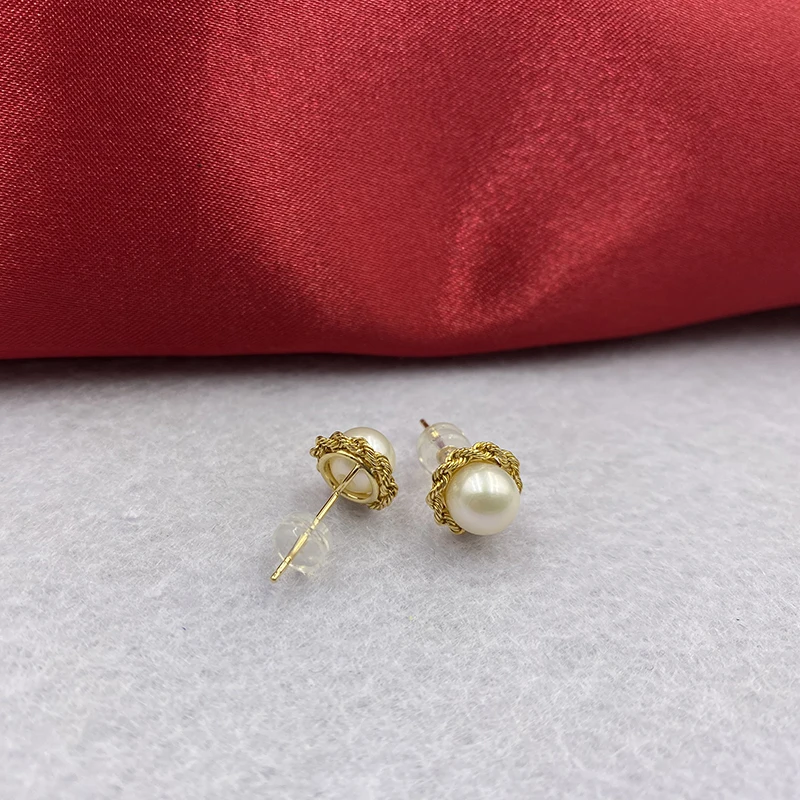 18k gold natural pearl stud earring (4)