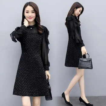 

Trend stitching personality sleeve dress 2020 decoration body slimming long skirt