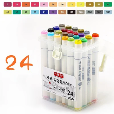 White 24 Colors Двусторонний маркер ручка комплект, принадлежности для живописи красочные Водонепроницаемый Ручка Кисть для рисования Copic превосходное маркеры красочные Водонепроницаемый ручка - Цвет: White 24 Colors
